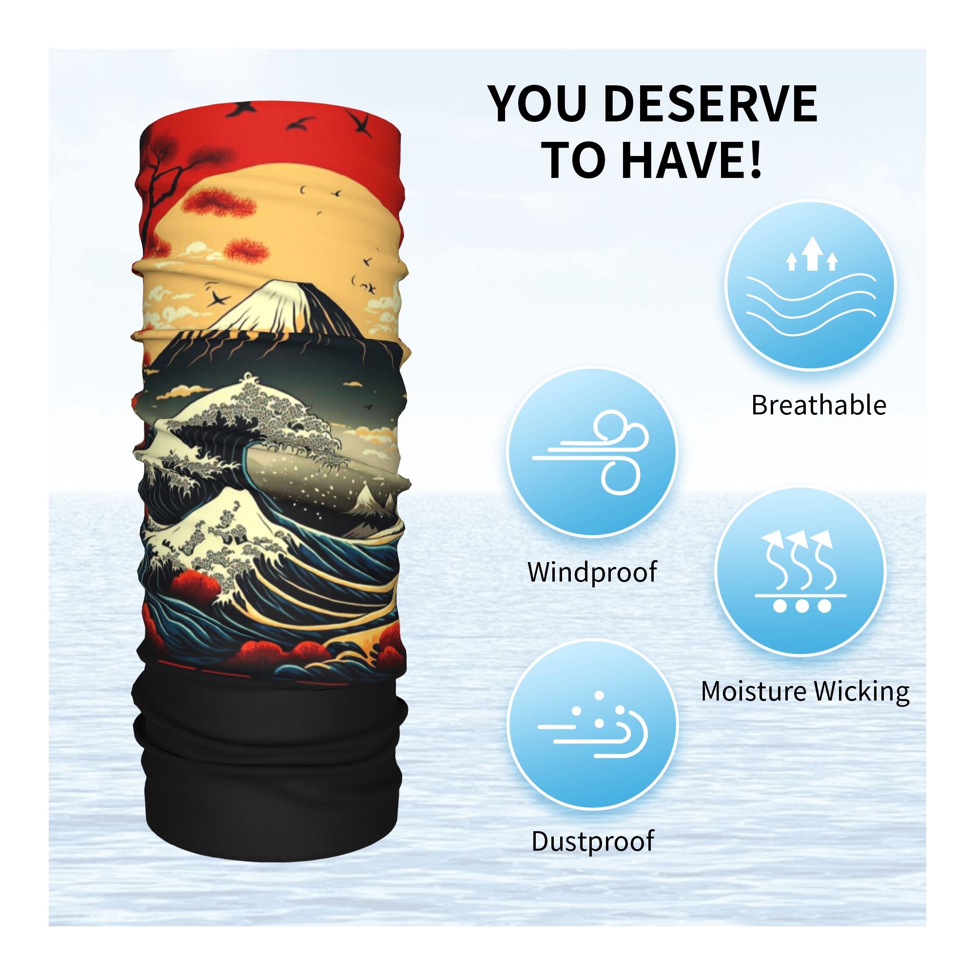 The Great Wave off Kanagawa Ba - Neck Gaiter Fleece review and price
