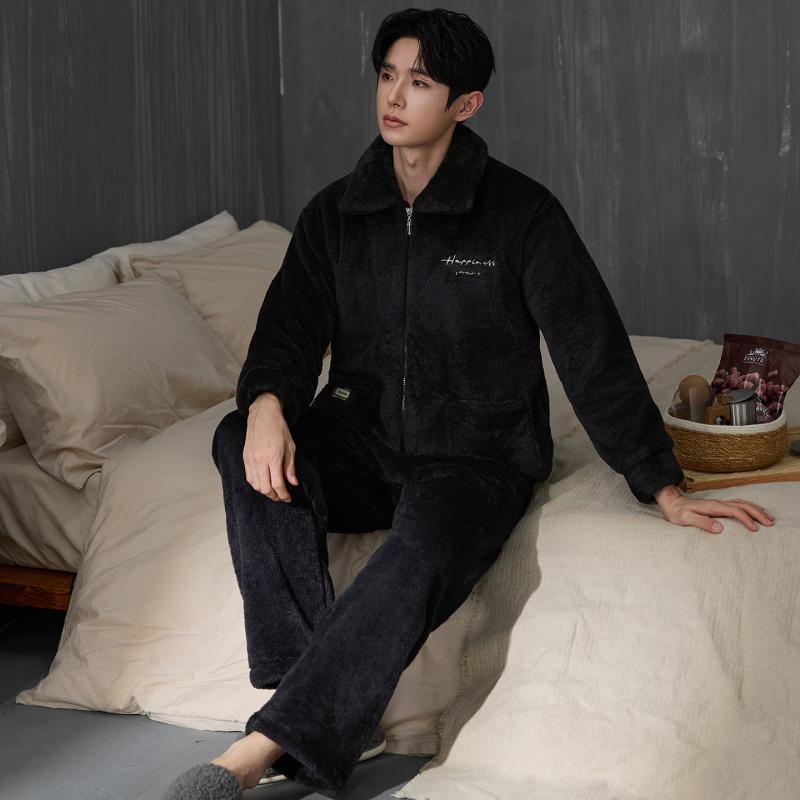 Thicken Men Pajamas Set Winter - Flannel Shirt Lined review and price