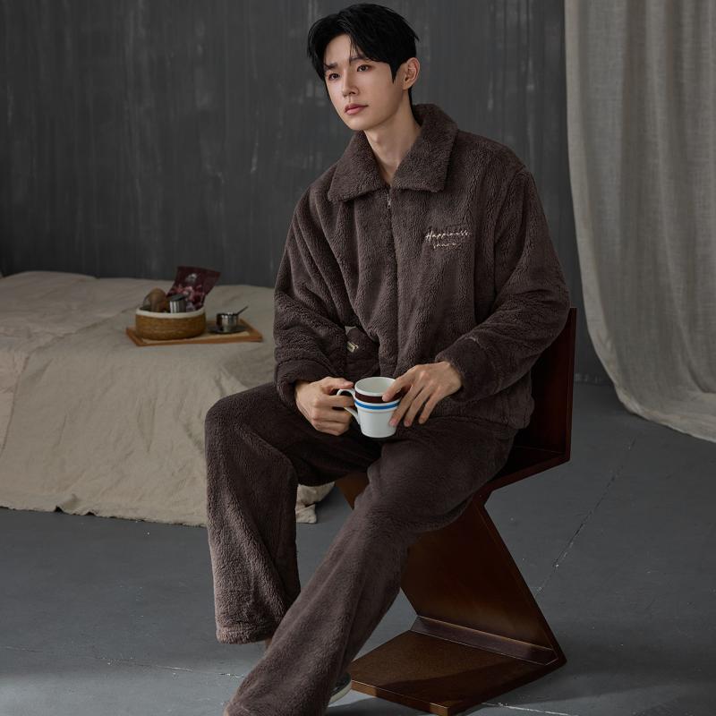 Thicken Men Pajamas Set Winter - Flannel Shirt Lined review and price