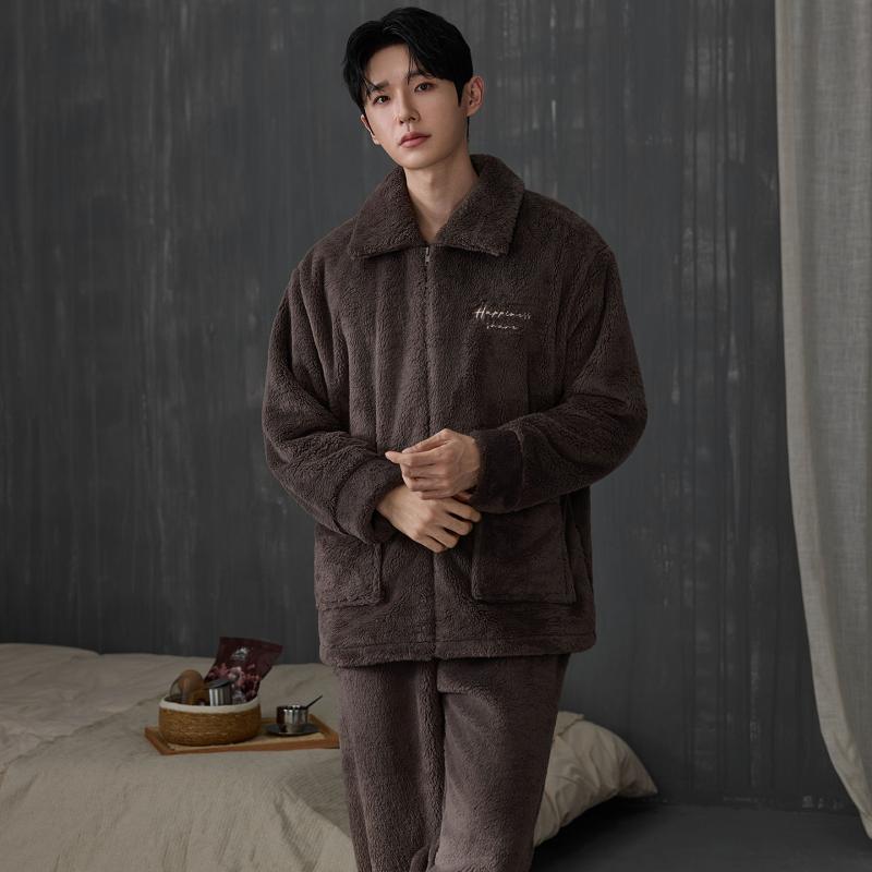 Thicken Men Pajamas Set Winter - Flannel Shirt Lined review and price